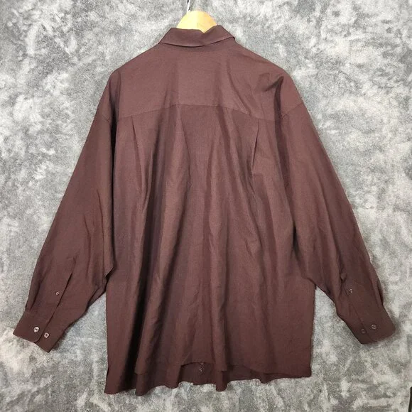 Perry Ellis Dress Shirt Button Up Pockets Men's 2X Long Sleeve Burgundy Red - Picture 8 of 12